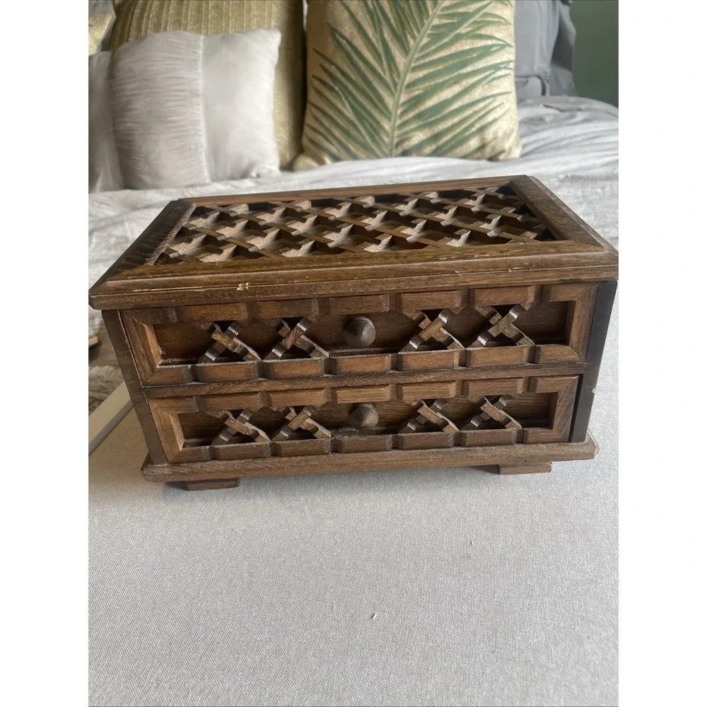 Vintage Styled by Mele Japan Wooden Cabinet Style Jewelry Box Unique Design